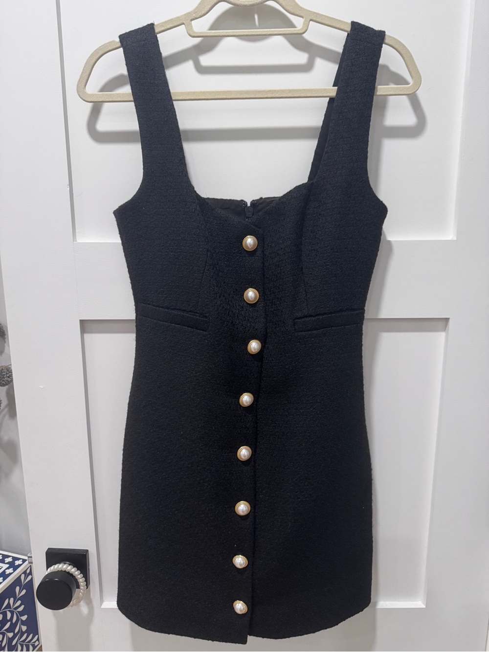 French connection Pearl-Button Black Mini Dress